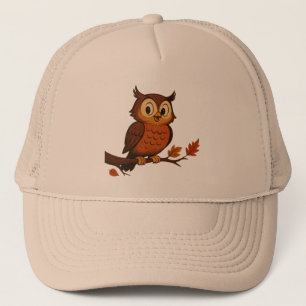 Gorra De Camionero Lindo, caprichoso búho vintage de otoño