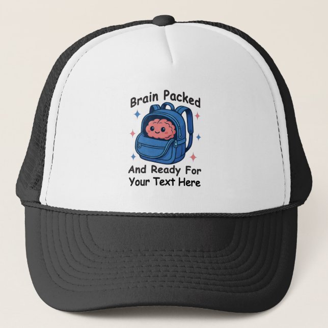 Gorra De Camionero Lindo “Cerebro Listo” Personalizable para Regreso  (Anverso)