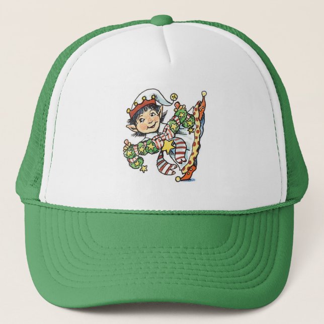 Gorra De Camionero Lindo Elfo Feliz Bailando, Dibujos Animados Retro  (Anverso)