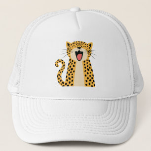 Gorra De Camionero Lindo Feliz Sonriendo Leopardo Salvaje Cartoon