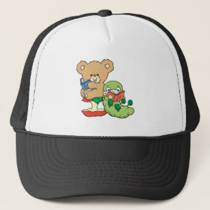 Gorra De Camionero Lindo gusano de libro y oso lector