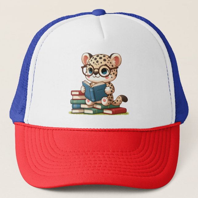 Gorra De Camionero Lindo leopardo leyendo (Anverso)