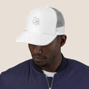 Gorra De Camionero Lindo perro blanco esponjoso dibujado a mano soste
