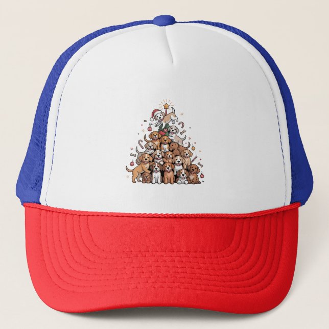 Gorra De Camionero Lindo perro de árbol de Navidad   (Anverso)