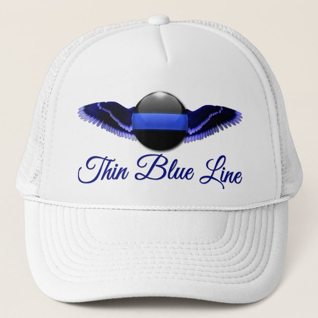 Gorra De Camionero Línea Azul delgada con alas (Anverso)