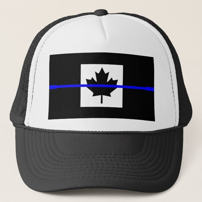 Gorra De Camionero Línea Azul delgada en bandera canadiense (Anverso)
