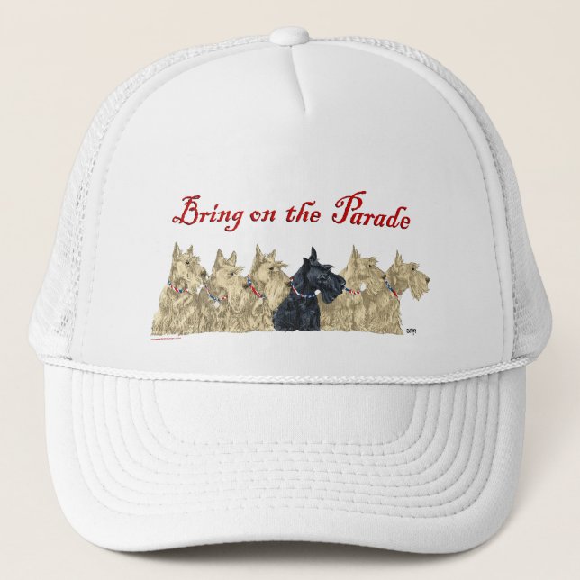 Gorra De Camionero Línea de Scotties de trigo y negro (Anverso)