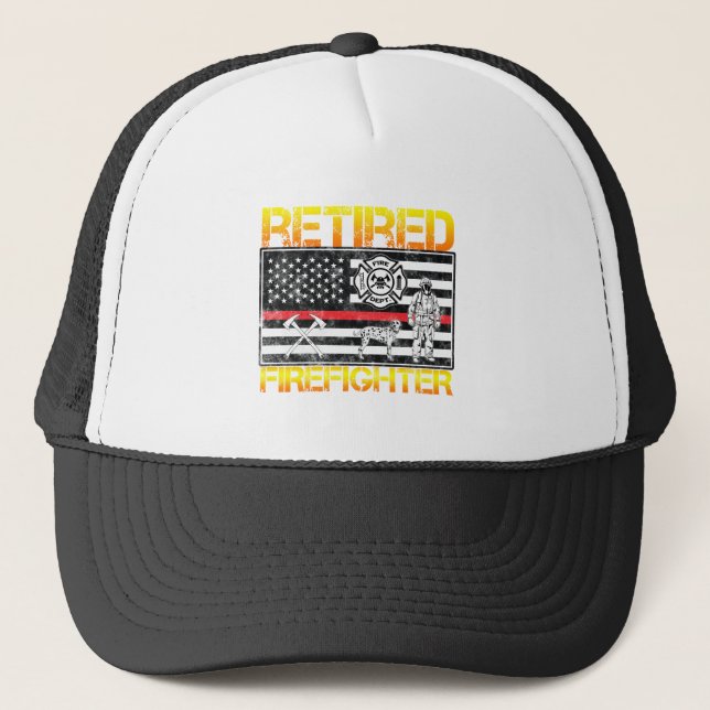 Gorra De Camionero Línea roja fina retiro jubilado del bombero (Anverso)