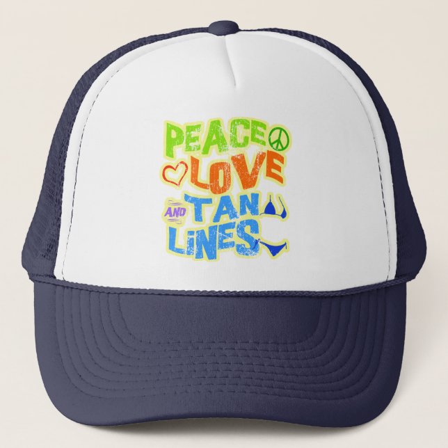 Gorra De Camionero Líneas del moreno del amor de la paz (Anverso)