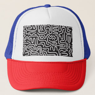 Gorra De Camionero Líneas onduladas de Doodle retro: Monocromo