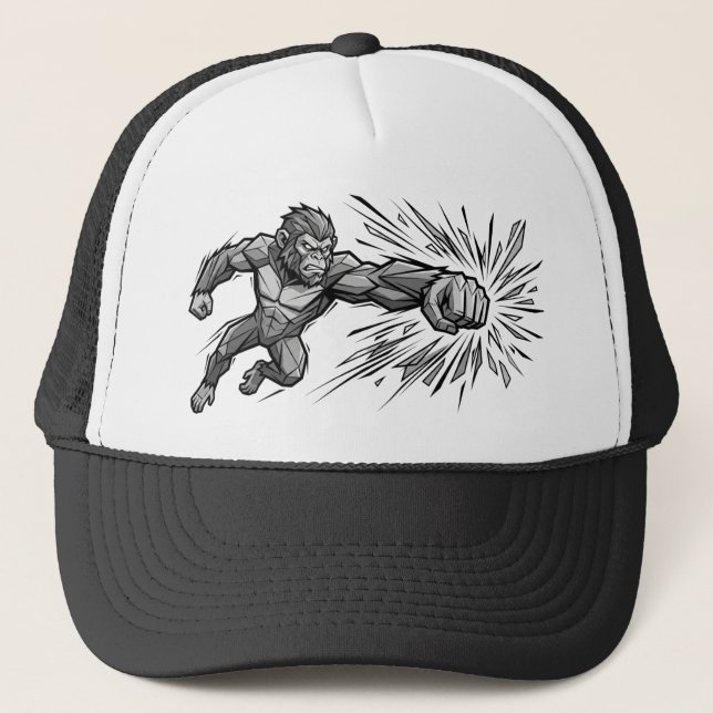 Gorra De Camionero Líneas y Sombras: Puñetazo de Simio Cinético (Anverso)