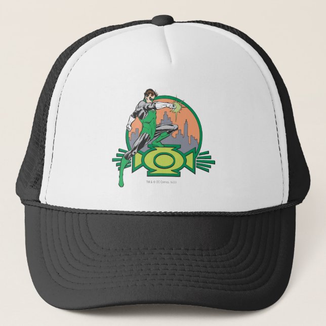 Gorra De Camionero Linterna verde y paisaje urbano (Anverso)