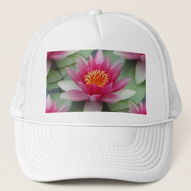 Gorra De Camionero Lirio de agua de Lotus rosa (Anverso)