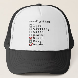 Gorra De Camionero Lista de control de siete pecados mortales