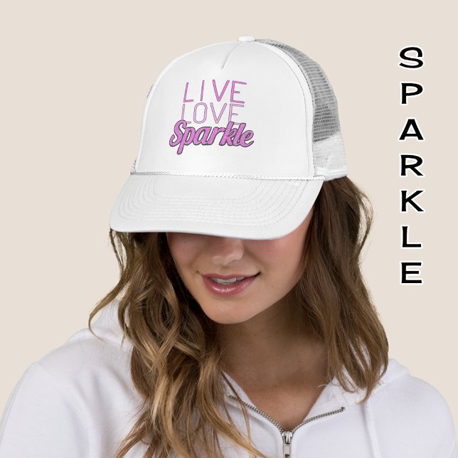 Gorra De Camionero Live Love Sparkle purpurina rosa efecto texto (Subido por el creador)