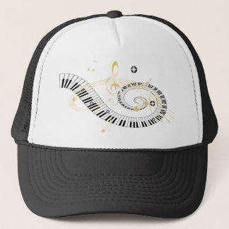 Gorra De Camionero Llaves del piano y notas de oro de la música