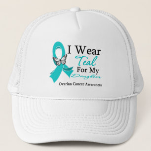 Gorra De Camionero Llevo al cáncer ovárico de la hija verde azulada