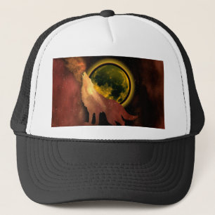 GORRA DE CAMIONERO LOBO AULLANDO EN GALAXIA LUNA ESPACIO 