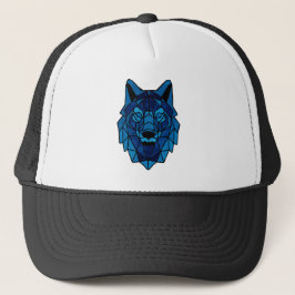 Gorra De Camionero Lobo azul geométrico