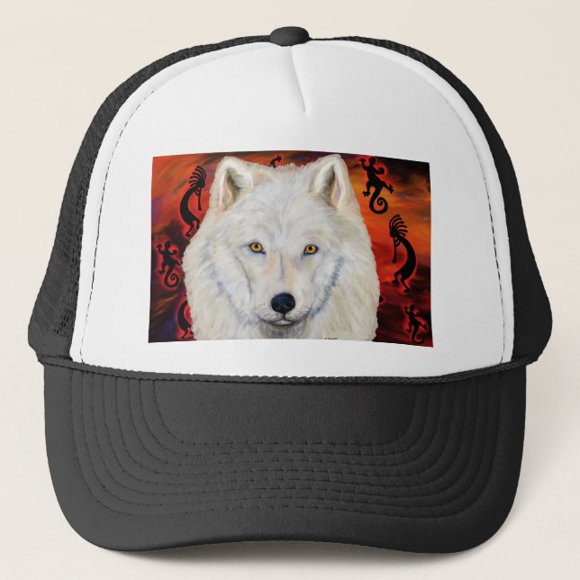 Gorra De Camionero Lobo blanco Kokopelli (Anverso)