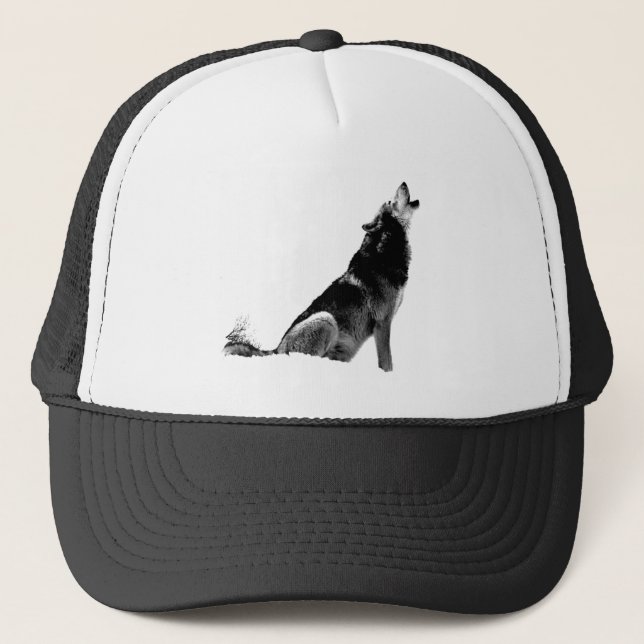 Gorra De Camionero Lobo blanco negro (Anverso)