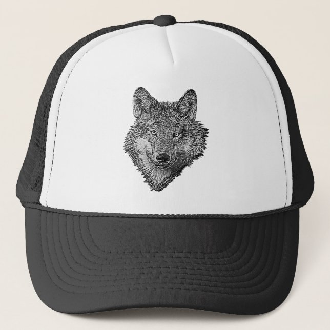 Gorra De Camionero Lobo blanco y negro (Anverso)