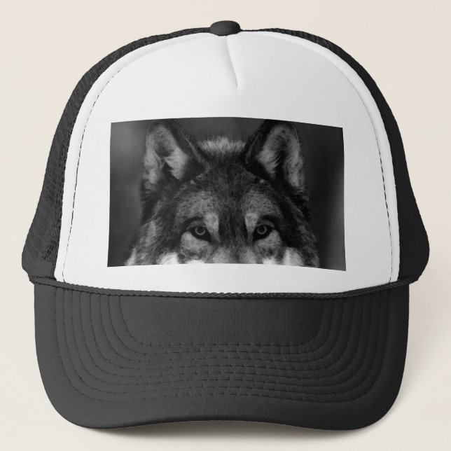 Gorra De Camionero Lobo blanco y negro (Anverso)