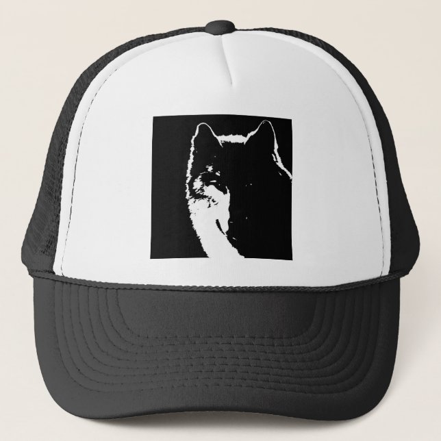 Gorra De Camionero Lobo blanco y negro (Anverso)