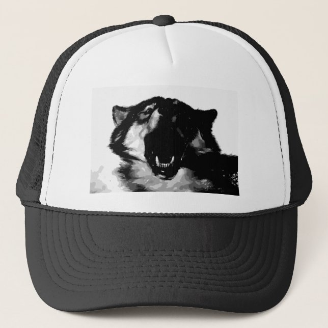 Gorra De Camionero Lobo blanco y negro (Anverso)