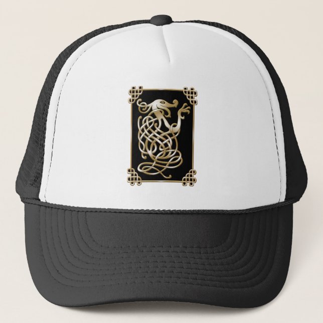 Gorra De Camionero Lobo celta - fondo negro (Anverso)