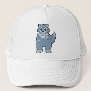 Gorra De Camionero Lobo con copa de café