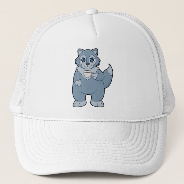 Gorra De Camionero Lobo con copa de café (Anverso)