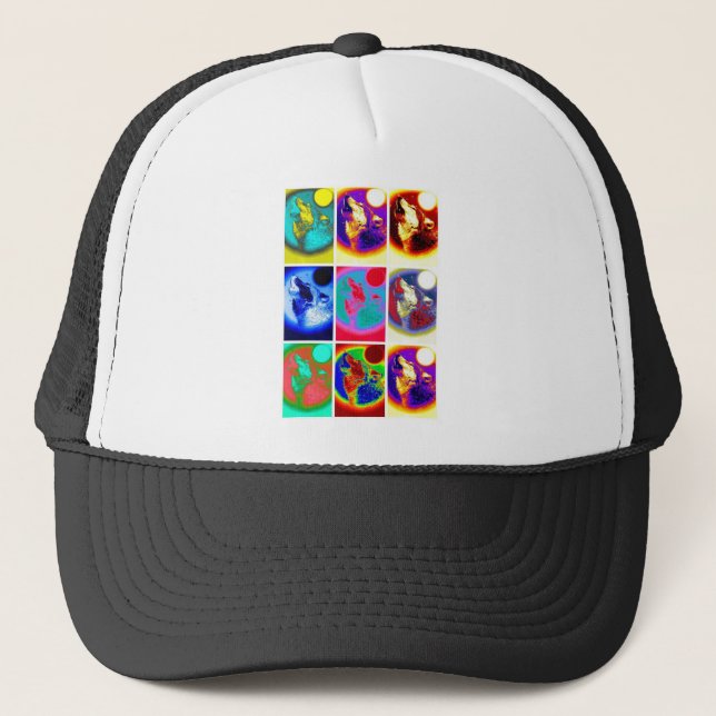 Gorra De Camionero Lobo de arte pop (Anverso)