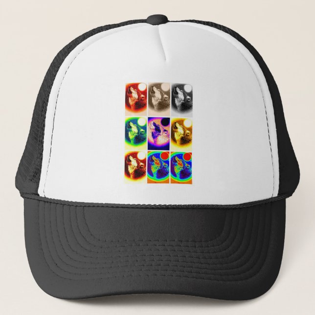 Gorra De Camionero Lobo de arte pop (Anverso)