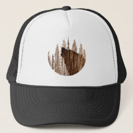 Gorra De Camionero Lobo de Howling en Madera Texturada
