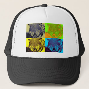 Gorra De Camionero Lobo gris de arte pop
