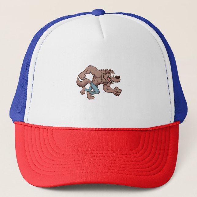 Gorra De Camionero Lobo humano corriendo (Anverso)