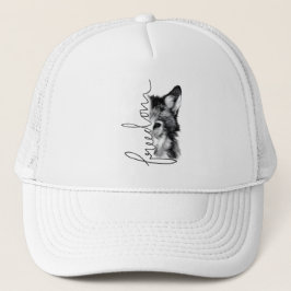 Gorra De Camionero Lobo Libertad Arte de Línea Minimalista -