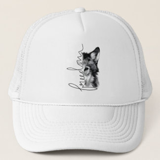 Gorra De Camionero Lobo Libertad Arte de Línea Minimalista -