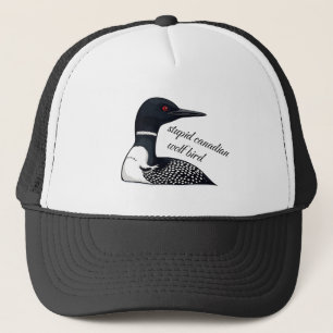 Gorra De Camionero Lobo Pájaro Canadiense Estúpido   Humor de Canadá
