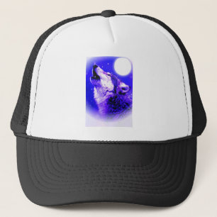 Gorra De Camionero Lobo que grita en la luna