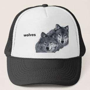 Gorra De Camionero Lobos salvajes, grises, en un casquillo