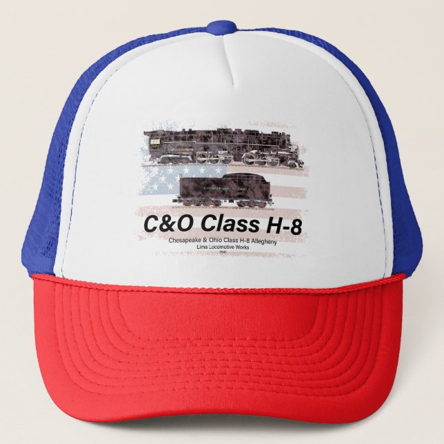 Gorra De Camionero Locomotora Allegheny C&O Clase H-8 - bandera ameri (Anverso)
