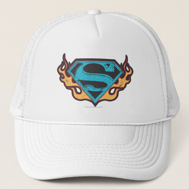Gorra De Camionero Logo azul superchica con llamas (Anverso)