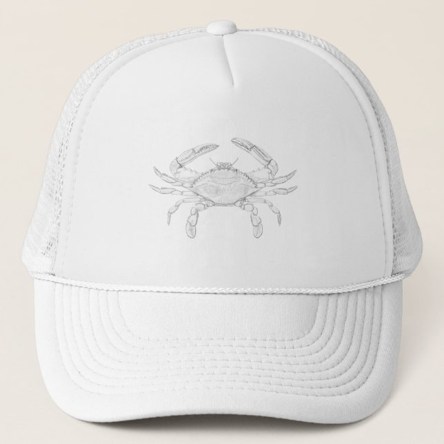 Gorra De Camionero Logo de Arte de la Línea Azul del Cangrejo (Anverso)
