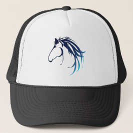 Gorra De Camionero Logo de Cabeza de Caballo Clásico Azul Shades