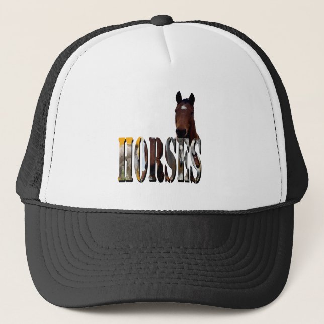 Gorra De Camionero Logo De La Imagen De Caballo Y Caballo De Castaño, (Anverso)