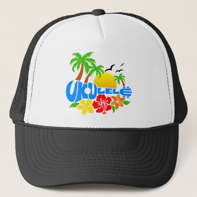 Gorra De Camionero Logo de la isla Ukulele (Anverso)