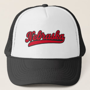 Gorra De Camionero Logo de Nebraska Script   Orgullo Retro del Estado