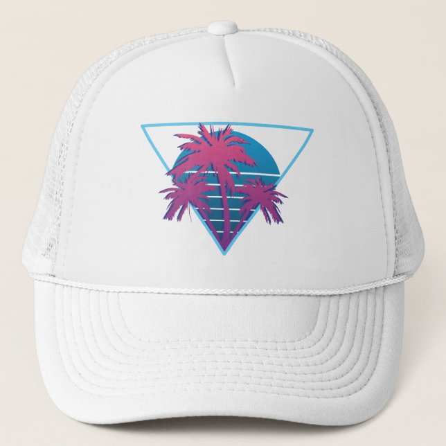 Gorra De Camionero Logo de Palmeras Retro (Anverso)
